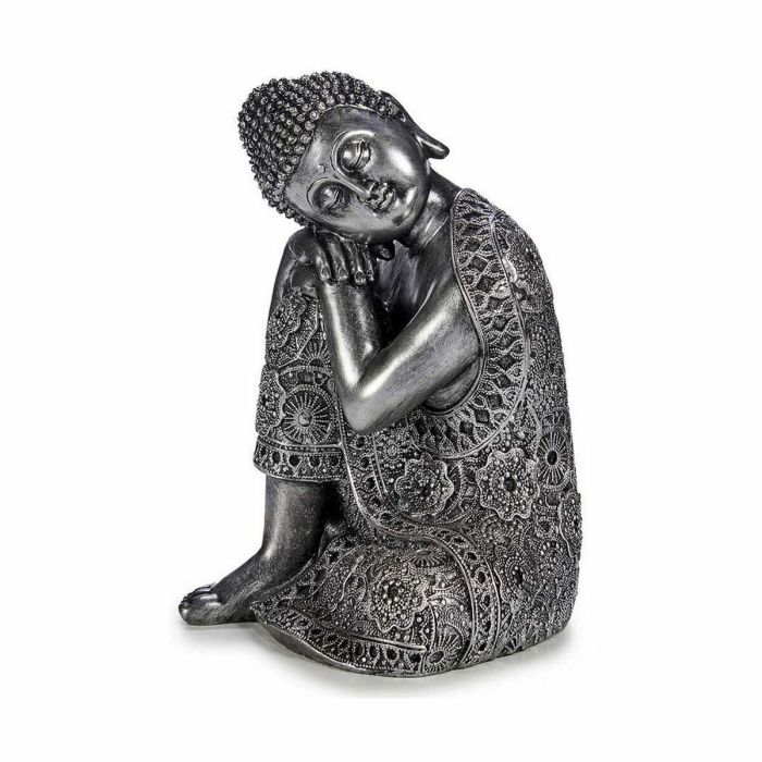 Figura Decorativa Buda Sentado Plateado 20 x 30 x 20 cm (4 Unidades) 2