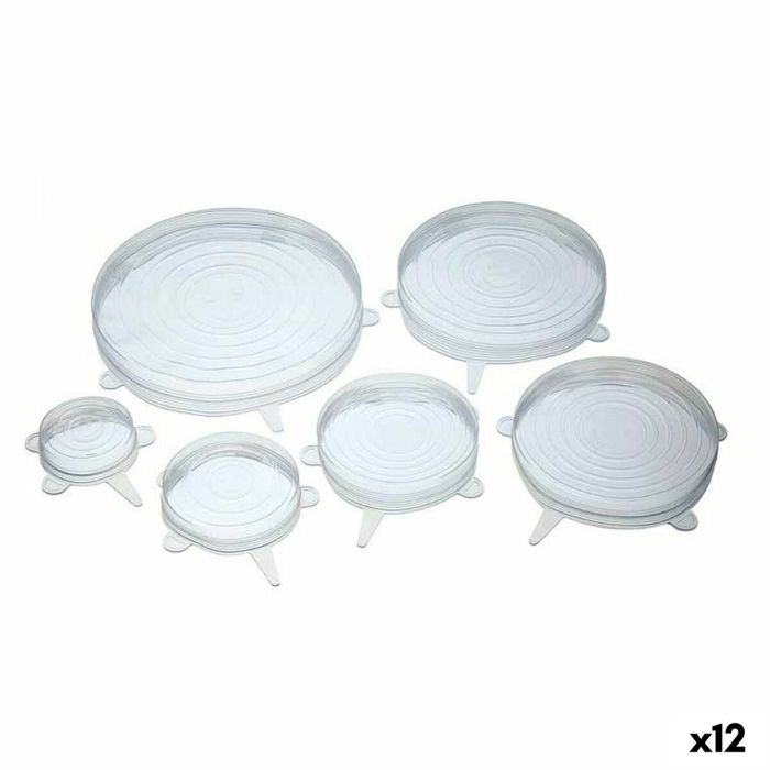 Set de Tapas de Cocina Reutilizables y Ajustables Transparente Silicona (12  Unidades) 