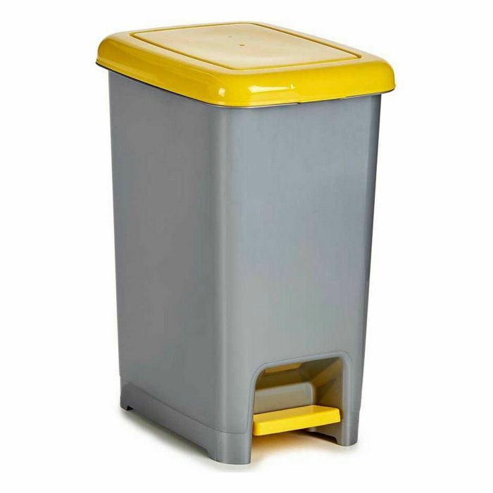 Cubo de Basura para Reciclaje Con pedal Amarillo Plástico (8 Unidades) 1