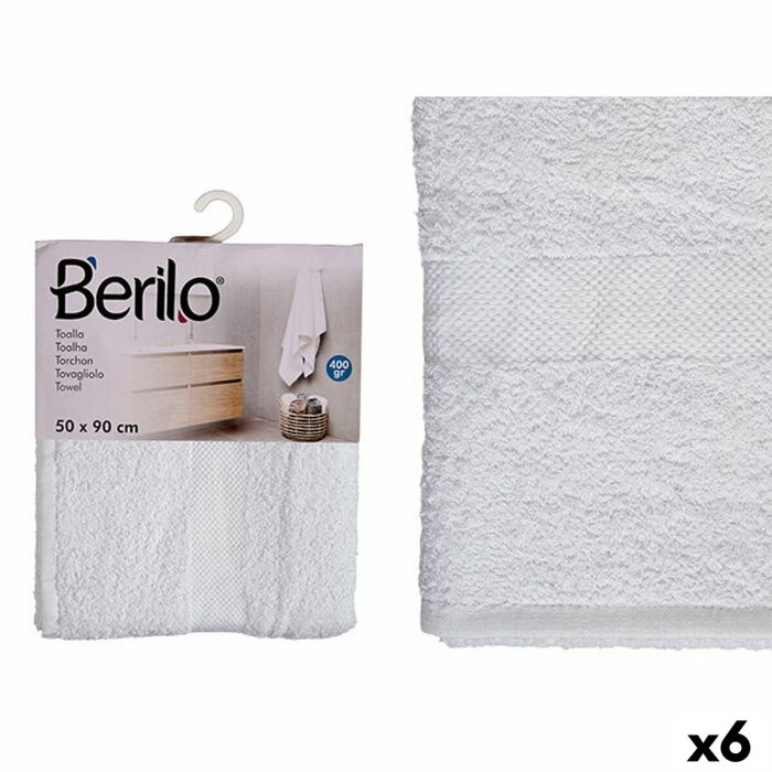 Toalla de baño 50 x 90 cm Blanco (6 Unidades)