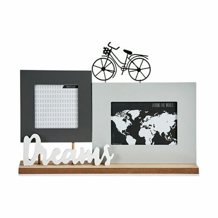 Portafotos Dreams Bicicleta Blanco Negro Gris Madera 6 x 27 x 37,5 cm (6 Unidades) 1