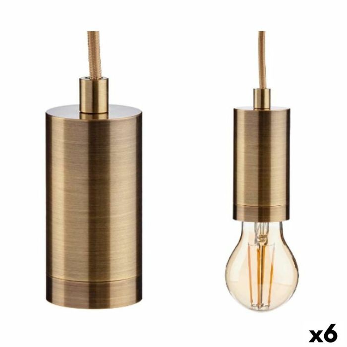 Lámpara de Techo Cuerda 60 W Marrón Negro Metal Papel Plástico 55 x 16 x 55  cm (4 Unidades) 