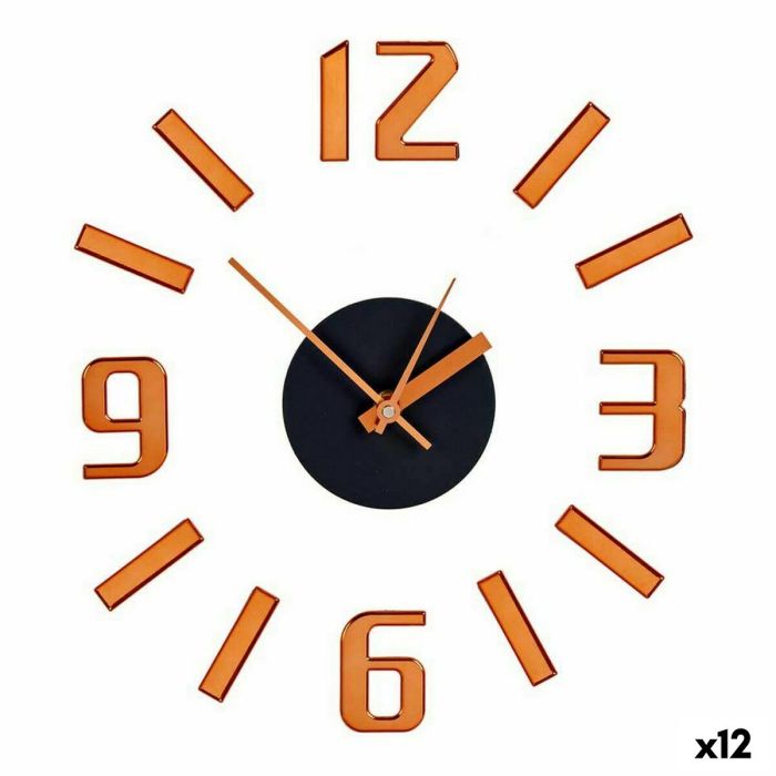 Reloj de Pared Adhesivo Bronce ABS Ø 35 cm (12 Unidades) 