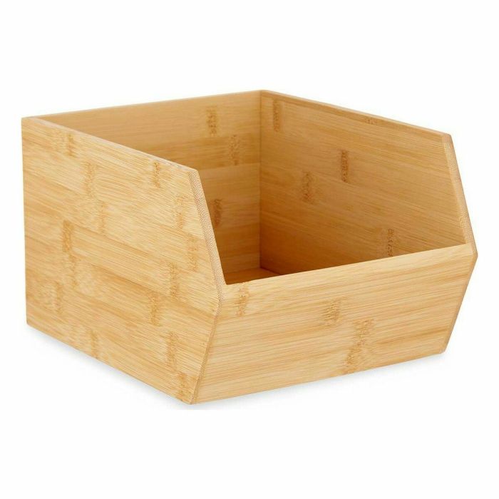 Caja Organizadora Apilable Marrón Bambú 20,1 x 15,1 x 25 cm (12 Unidades) 1