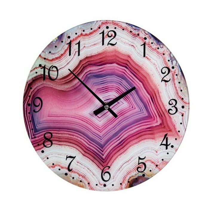 Reloj de Pared Mármol Rosa Cristal 30 x 4 x 30 cm (4 Unidades) 1