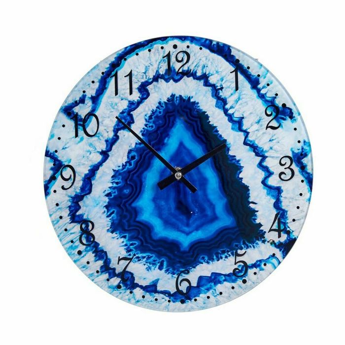 Reloj de Pared Mármol Azul Cristal 30 x 4 x 30 cm (4 Unidades) 1