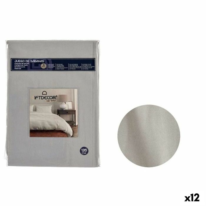 Juego de Sábanas Cama de 135 Gris (12 Unidades) Juego de Sábanas Cama de 135 Gris (12 Unidades)