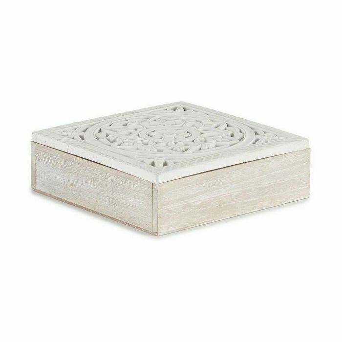 Caja Decorativa Blanco Madera 22 x 7,5 x 22 cm (4 Unidades) 2