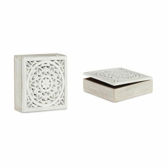 Caja Decorativa Blanco Madera 22 x 7,5 x 22 cm (4 Unidades) 1