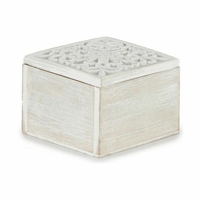 Caja Decorativa Blanco Madera 11,5 x 8 x 11,5 cm (6 Unidades) 2