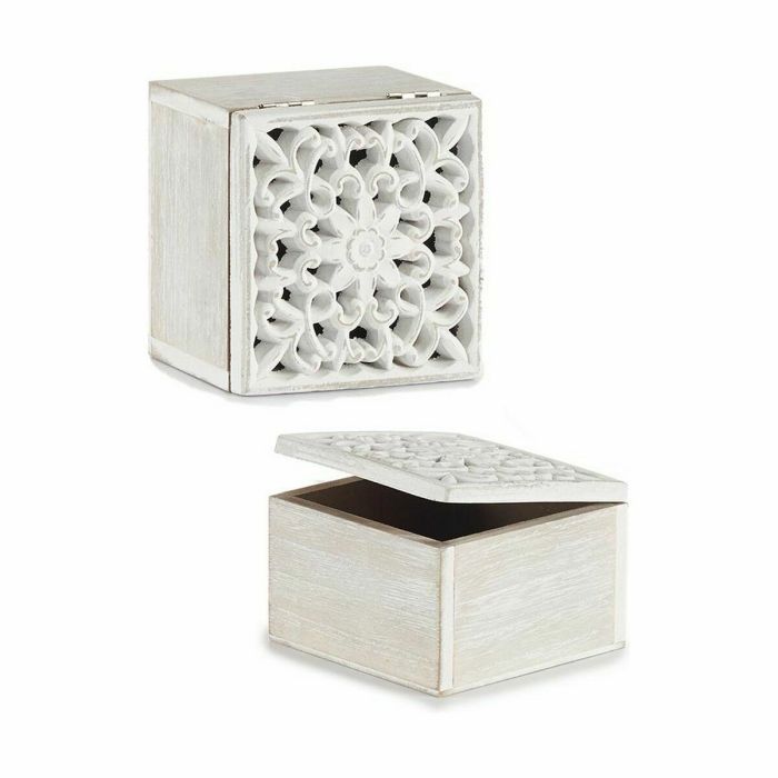 Caja Decorativa Blanco Madera 11,5 x 8 x 11,5 cm (6 Unidades) 1