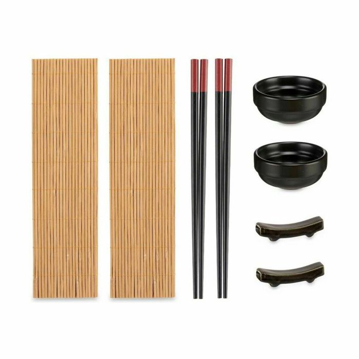 Set de Sushi Negro Bambú Gres (12 Unidades) 1