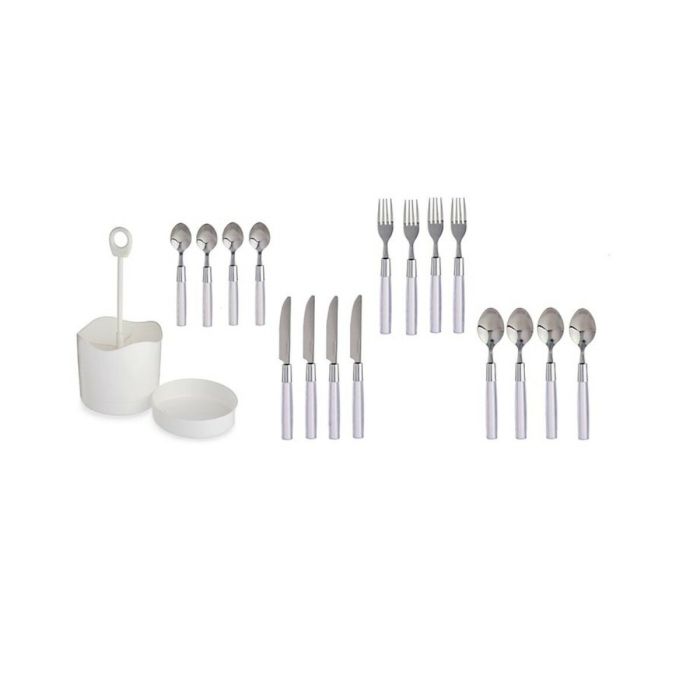 Set de Cubiertos Blanco Acero Inoxidable (8 Unidades) 1