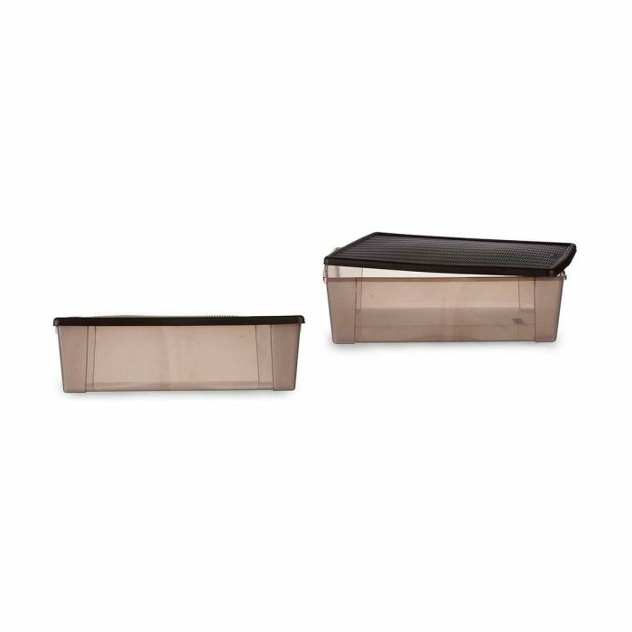 Caja de Almacenaje con Tapa Stefanplast Elegance Marrón Plástico 30 L 38,5 x 17 x 59,5 cm (6 Unidades) 1