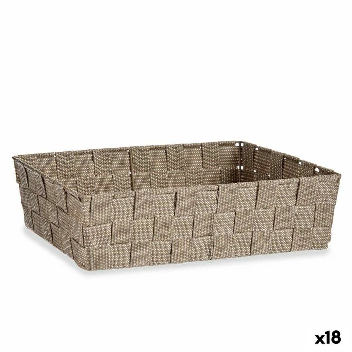 Cesta Multiusos Beige Tela 3,8 L 34 x 8,5 x 21 cm (18 Unidades)