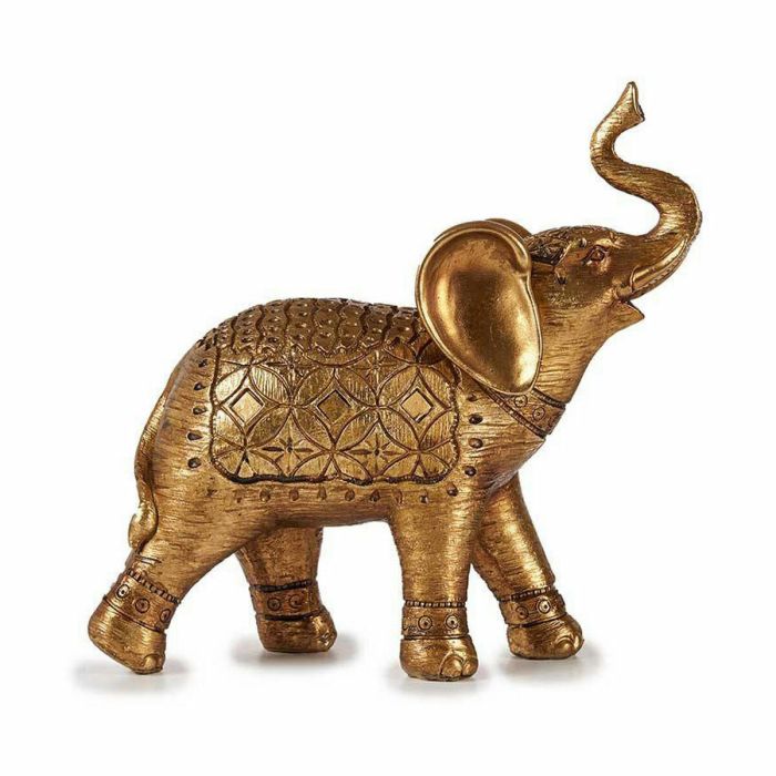 Figura Decorativa Elefante Dorado 27,5 x 27 x 11 cm (4 Unidades) 1