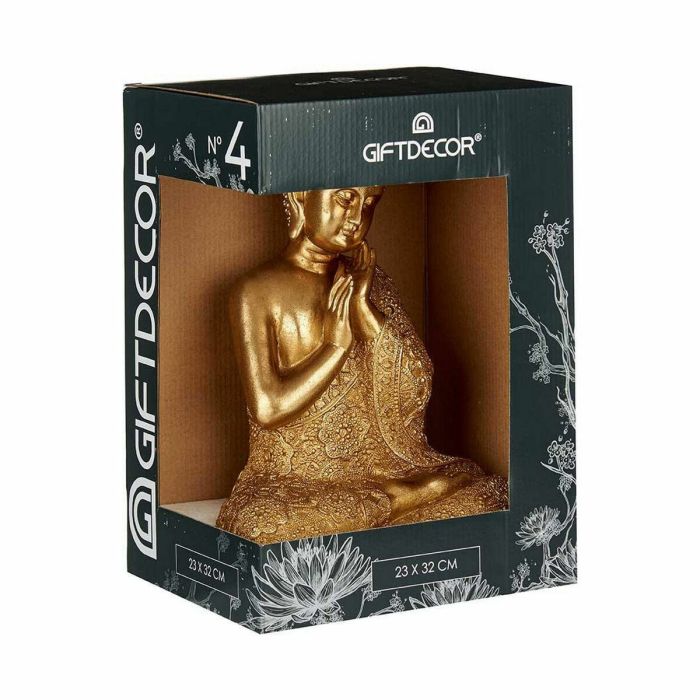 Figura Decorativa Buda Sentado Dorado 17 x 33 x 23 cm (4 Unidades) 1