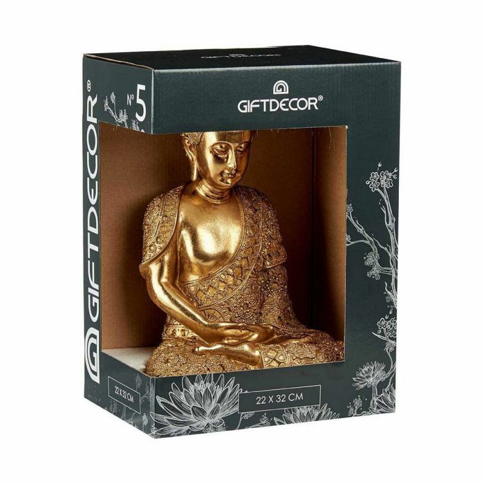 Figura Decorativa Buda Sentado Dorado 18 x 33 x 22,5 cm (4 Unidades) 1