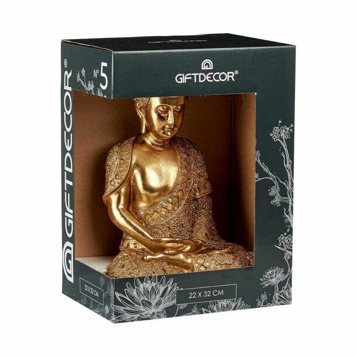 Figura Decorativa Buda Sentado Dorado 18 x 33 x 22,5 cm (4 Unidades) 2