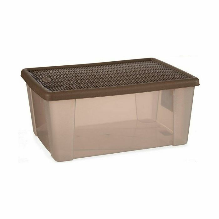 Caja de Almacenaje con Tapa Stefanplast Elegance Marrón Plástico 29 x 17 x 39 cm (6 Unidades) 2