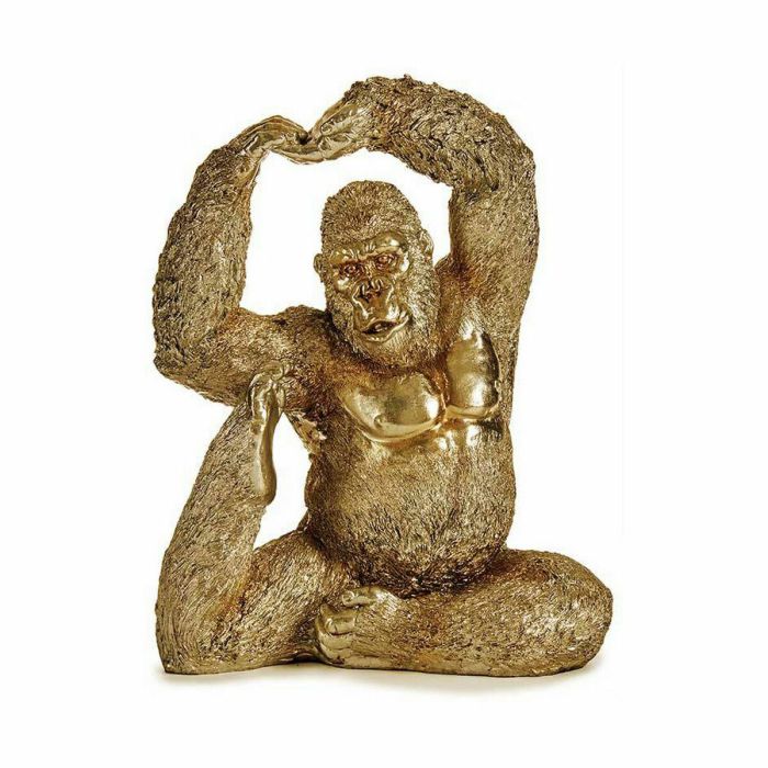 Figura Decorativa Yoga Gorila Dorado 14 x 30 x 25,5 cm (3 Unidades) 1