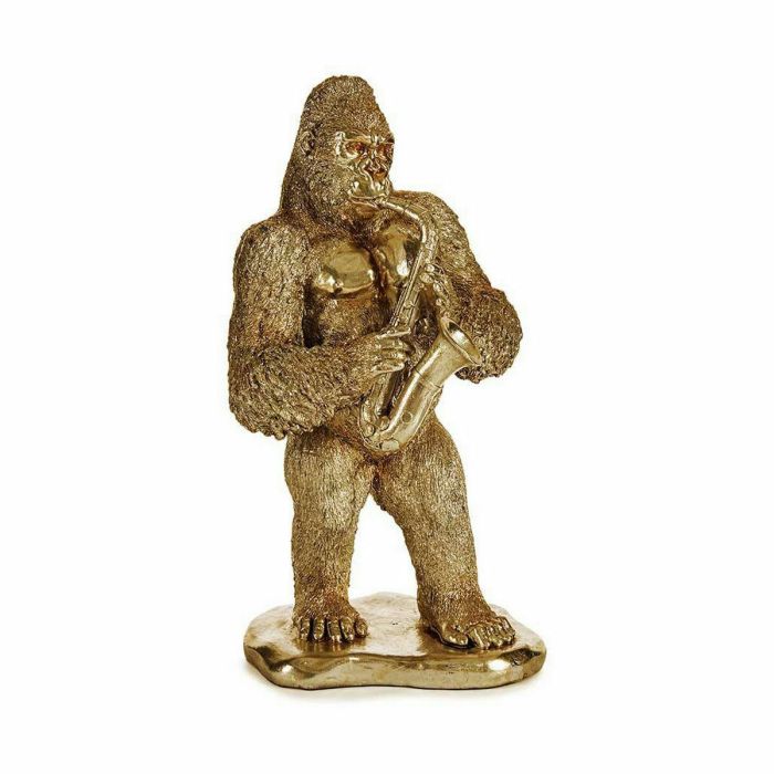 Figura Decorativa Gorila Saxofón Dorado 18,5 x 38,8 x 22 cm (3 Unidades) 1