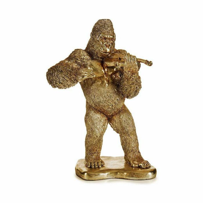 Figura Decorativa Gorila Violín Dorado 16 x 40 x 30 cm (3 Unidades) 1