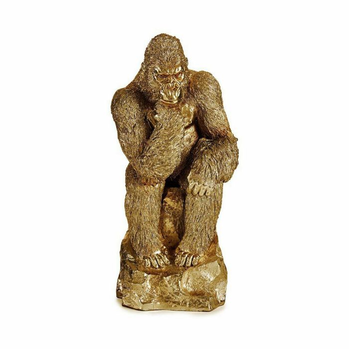 Figura Decorativa Gorila Dorado 20,5 x 47 x 23,5 cm (2 Unidades) 1