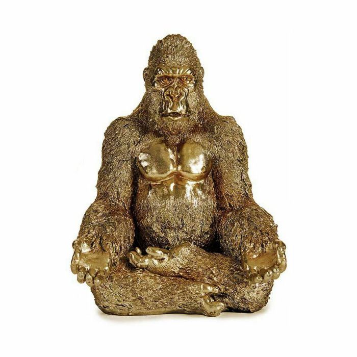 Figura Decorativa Gorila Yoga Dorado 19 x 26,5 x 22 cm (4 Unidades) 1