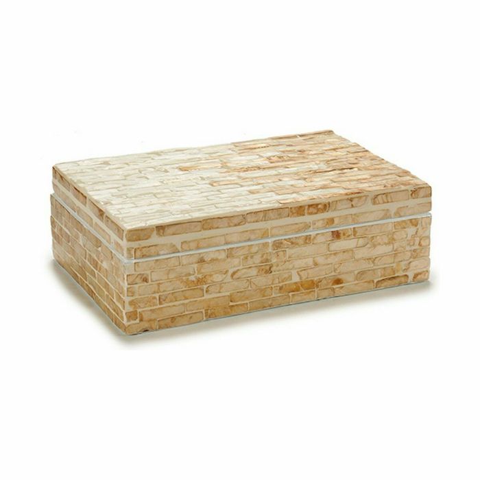 Caja Decorativa Blanco Beige Nácar Aglomerado 15 x 7,2 x 25,2 cm (4 Unidades) 1