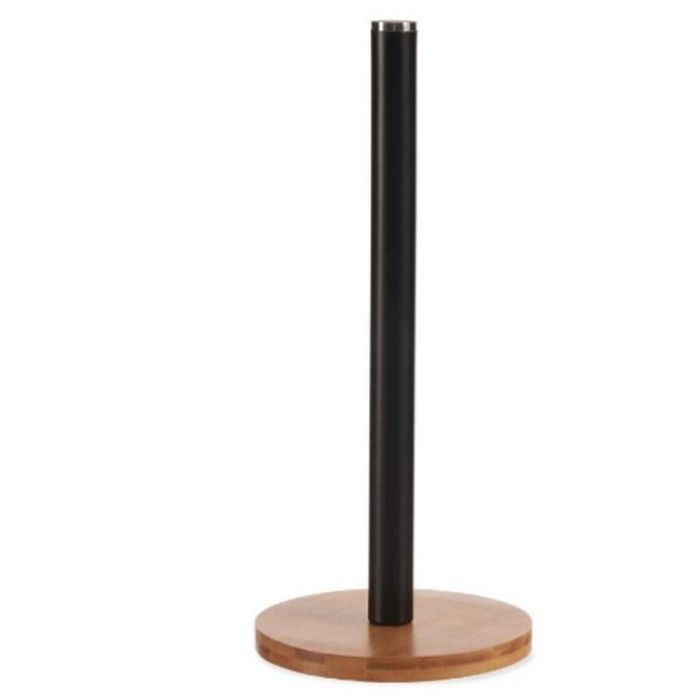 Portarrollo de Papel de Cocina Negro Bambú Acero 15 x 15 x 33,5 cm (12 Unidades) 1