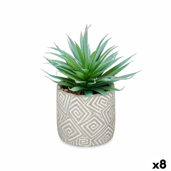 Planta Decorativa Ibergarden QY-H012 Madera Plástico Cemento Suculenta 17 x 21 x 17 cm (8 Unidades)