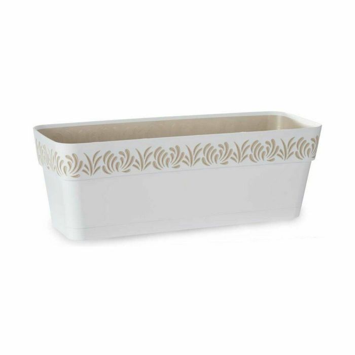 Jardinera Autorriego Stefanplast Gaia Blanco Plástico 49,5 x 17 x 19 cm (12 Unidades) 2