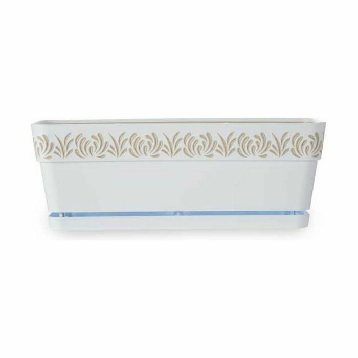 Jardinera Autorriego Stefanplast Gaia Blanco Plástico 49,5 x 17 x 19 cm (12 Unidades) 1