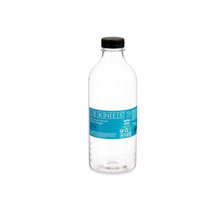 Botella Negro Transparente Plástico 1 L 8,3 x 23 x 8,3 cm (12 Unidades) 2