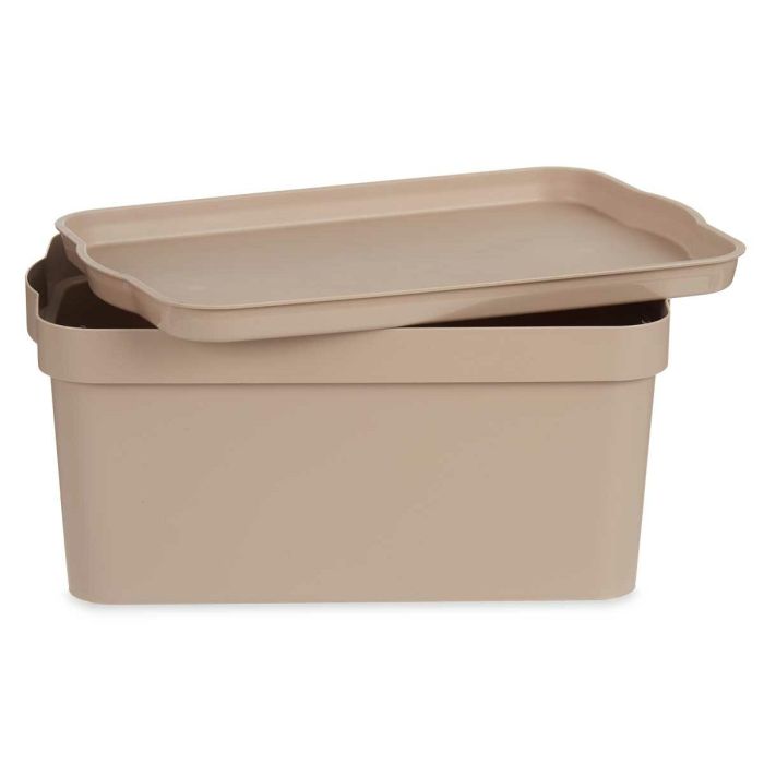 Caja de Almacenaje con Tapa Beige Plástico 7,5 L 21,5 x 14,5 x 32 cm (12 Unidades) 1