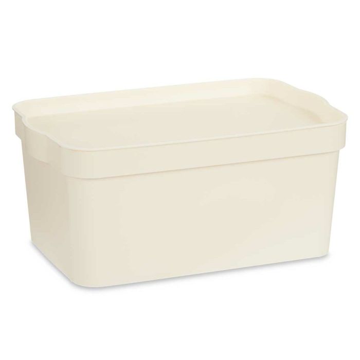 Caja de Almacenaje con Tapa Crema Plástico 7,5 L 21,5 x 14,5 x 32 cm (12 Unidades) 2