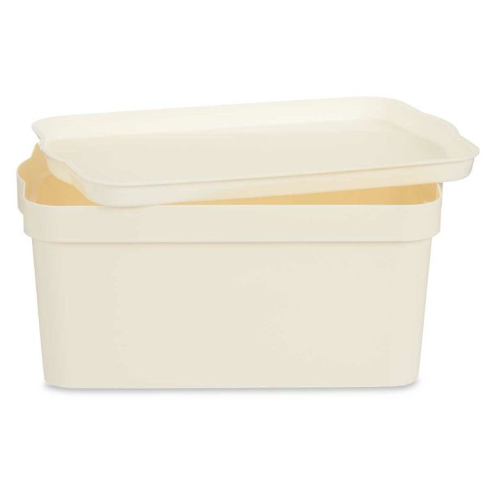 Caja de Almacenaje con Tapa Crema Plástico 7,5 L 21,5 x 14,5 x 32 cm (12 Unidades) 1