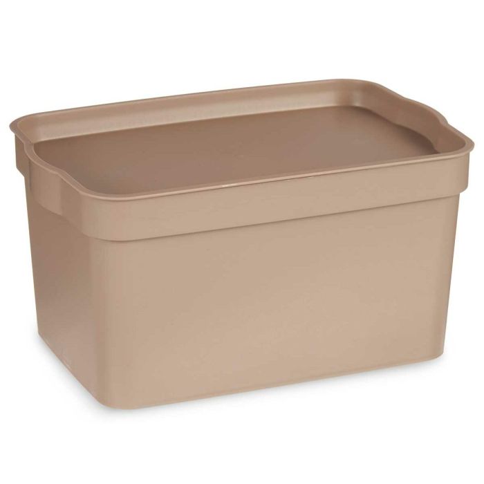 Caja de Almacenaje con Tapa Beige Plástico 2,3 L 13,5 x 11 x 20 cm (24 Unidades) 2