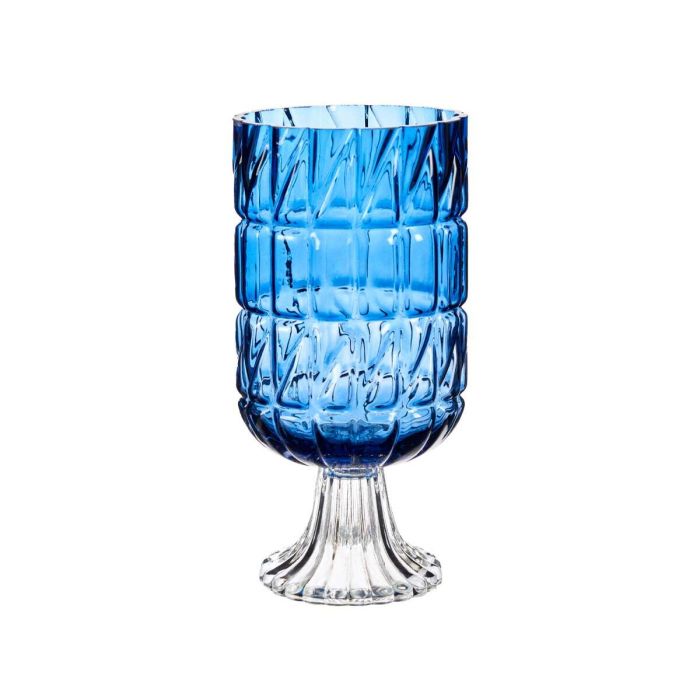 Jarrón Tallado Azul Cristal 13 x 26,5 x 13 cm (6 Unidades) 2