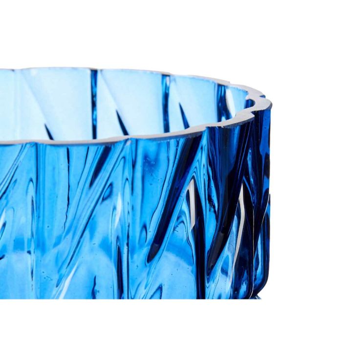 Jarrón Tallado Azul Cristal 13 x 26,5 x 13 cm (6 Unidades) 1