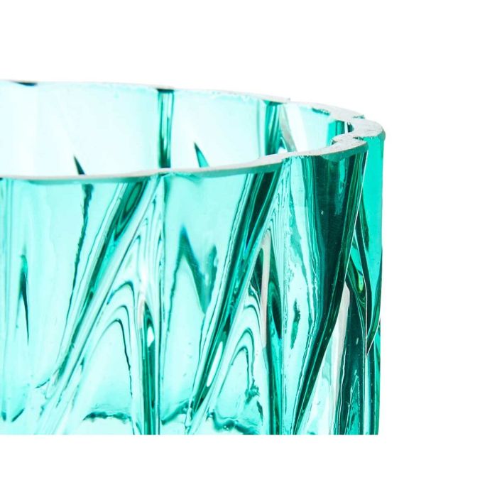 Jarrón Tallado Turquesa Cristal 13 x 26,5 x 13 cm (6 Unidades) 1