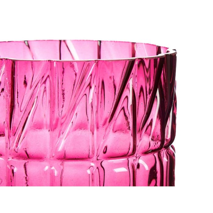 Jarrón Tallado Rosa oscuro Cristal 13 x 26,5 x 13 cm (6 Unidades) 1
