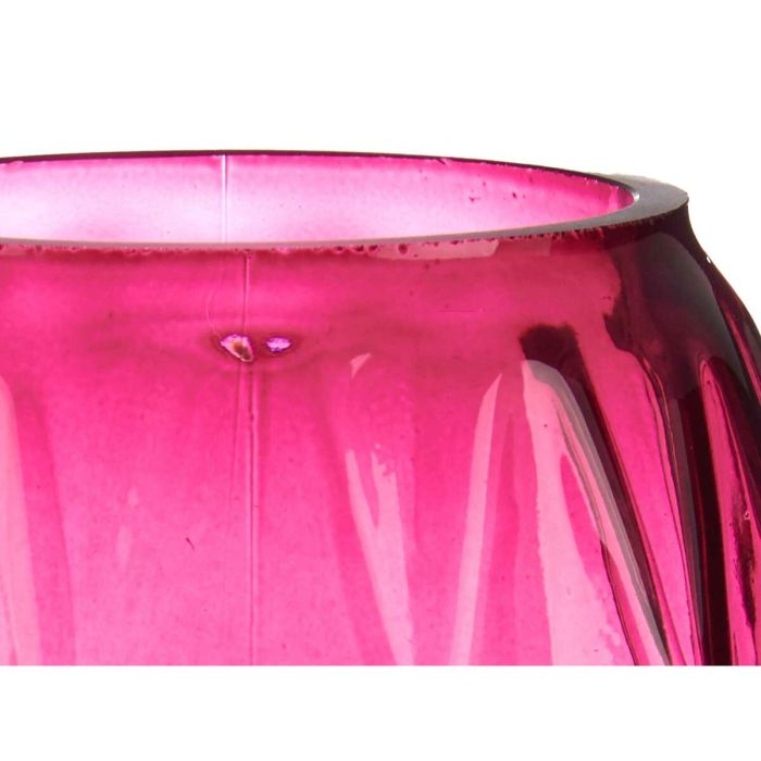 Jarrón Tallado Rombos Rosa Cristal 13,5 x 19 x 13,5 cm (6 Unidades) 1