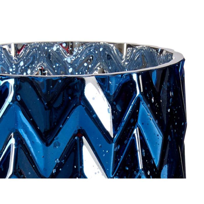 Jarrón Tallado Espiga Azul Cristal 11,3 x 19,5 x 11,3 cm (6 Unidades) 1