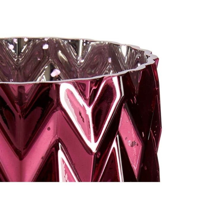 Jarrón Tallado Espiga Rosa Cristal 11,3 x 19,5 x 11,3 cm (6 Unidades) 1