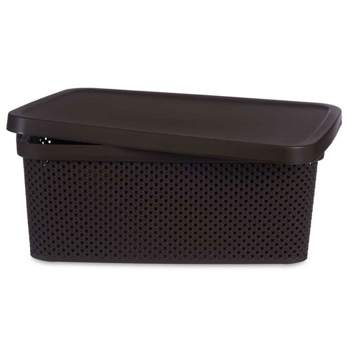 Caja de Almacenaje con Tapa Marrón Plástico 13 L 28 x 15 x 39 cm (12 Unidades) 1