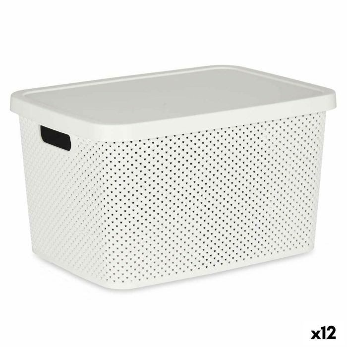 Caja de Almacenaje con Tapa Blanco Plástico 19 L 28 x 22 x 39 cm (12  Unidades) 