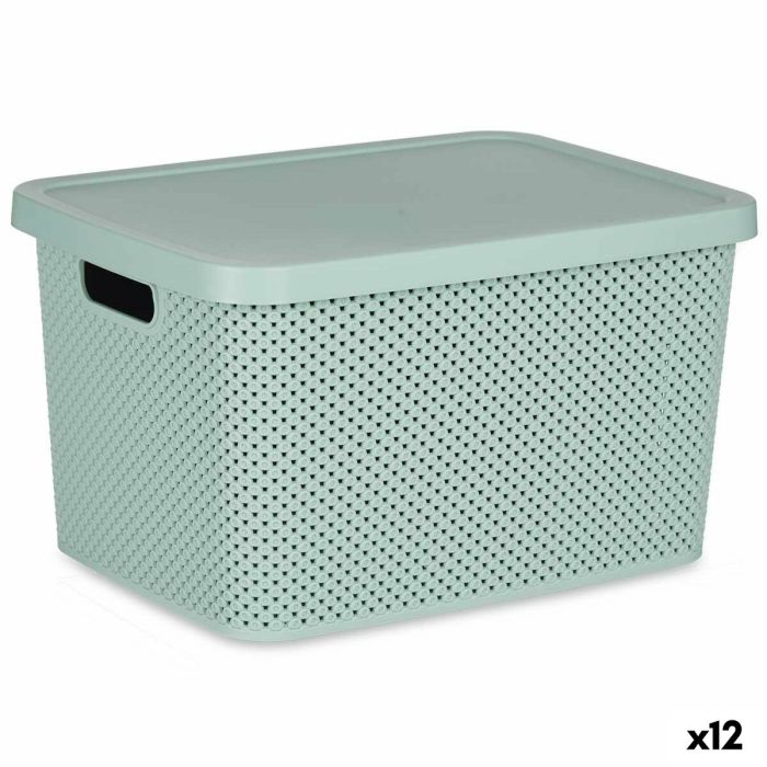 Caja de Almacenaje con Tapa Verde Plástico 19 L 28 x 22 x 39 cm (12  Unidades) 
