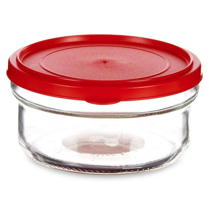 Fiambrera Redonda con Tapa Rojo Plástico 415 ml 12 x 6 x 12 cm (24 Unidades) 2